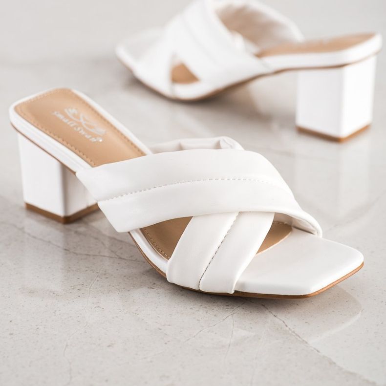 Small Swan Eleganta Eco Leather Tofflor vit 1