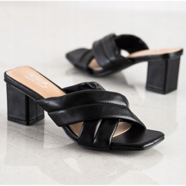 Small Swan Eleganta Eco Leather Tofflor svart 1