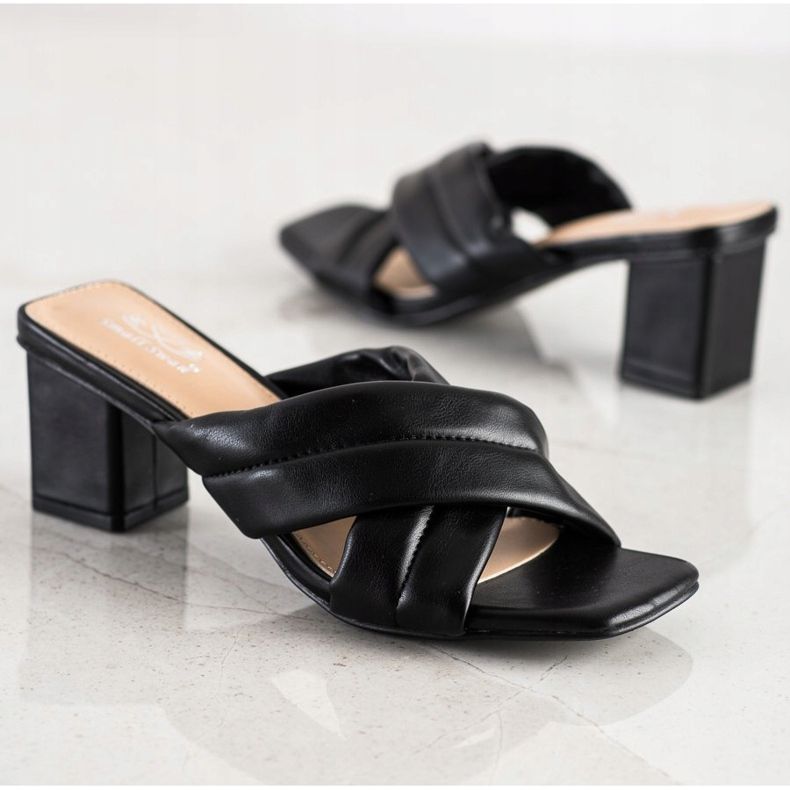 Small Swan Eleganta Eco Leather Tofflor svart 1