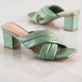 Small Swan Eleganta Eco Leather Tofflor grön 1