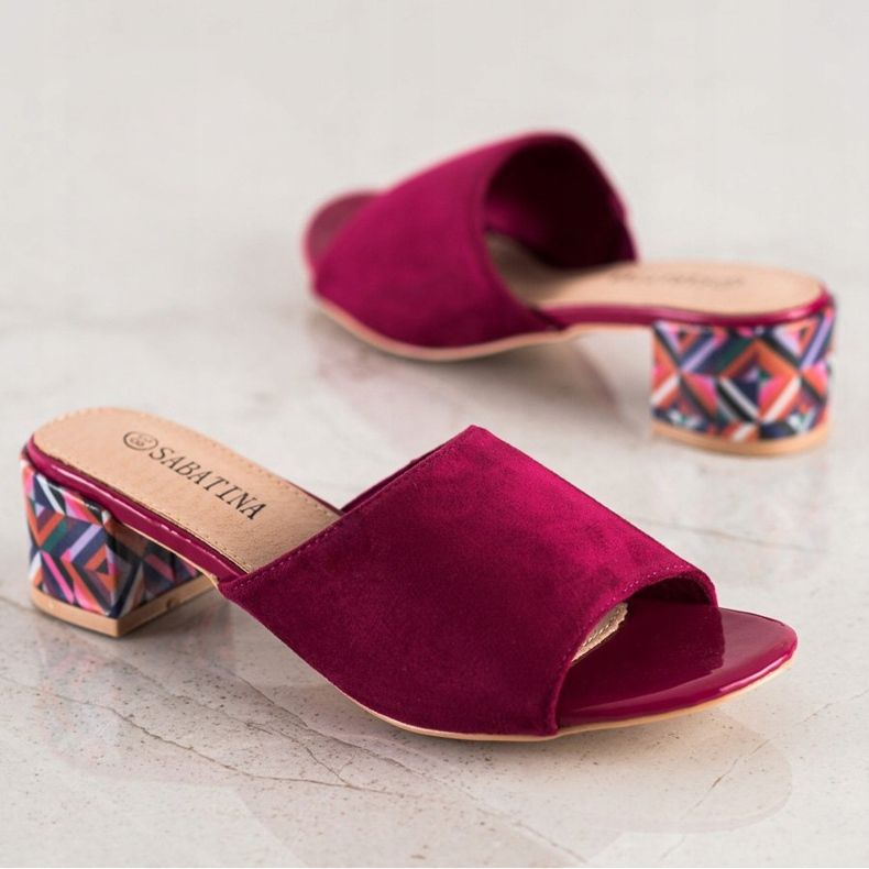 Sabatina Mönstrade klackskor rosa 1