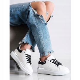 SHELOVET Sneakers med glittersnörning vit svart 2