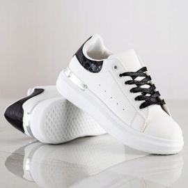 SHELOVET Sneakers med glittersnörning vit svart 1