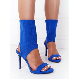 Sandaler på hög klack med Cubic Zirconia Lu Boo Blue blå silver- 1