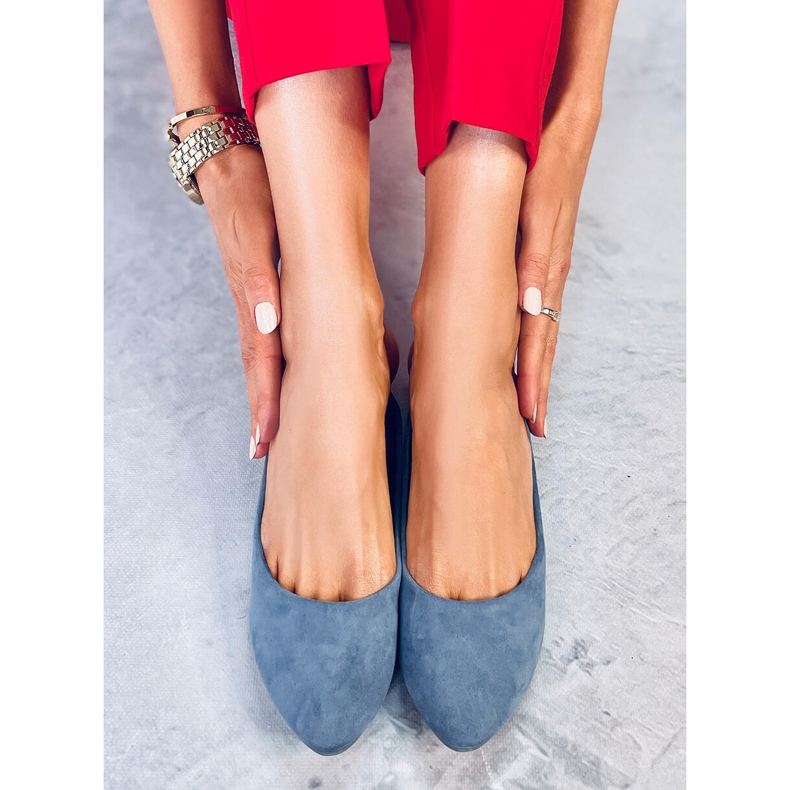 Blå CC212P Blå mjuka mockaballerinor 1