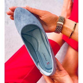 Blå CC212P Blå mjuka mockaballerinor 2