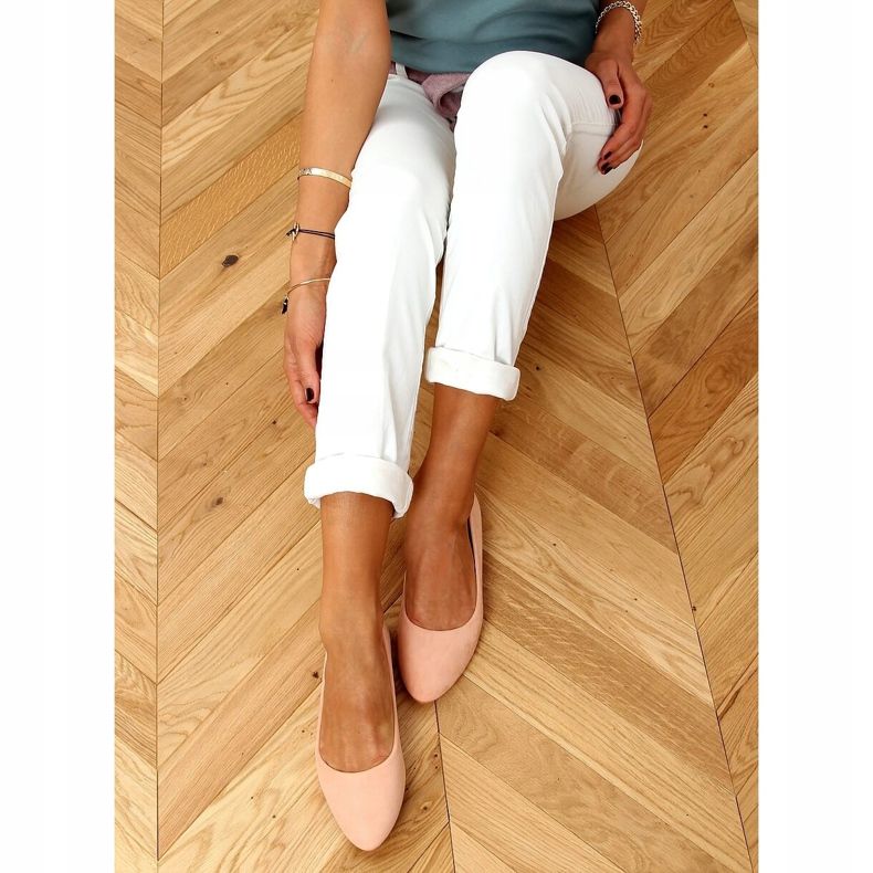Släta ballerinor i mocka rosa CC212P Rosa 1