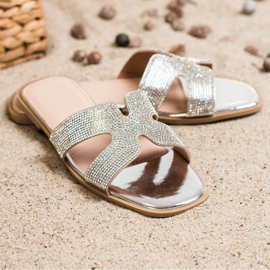 SHELOVET Snygga tofflor med cubic zirconia silver- 2