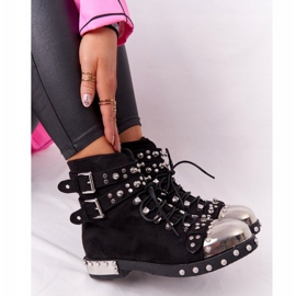 Varma stövlar för kvinnor med strass mocka svart Lu Boo 1