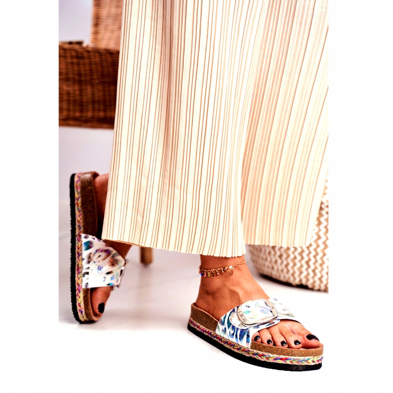 Dam Tofflor Big Star Metallic Pattern DD274127 vit purpur silver grön 2