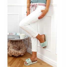 Mint 8228 Gröna tofflor på hög sula 2