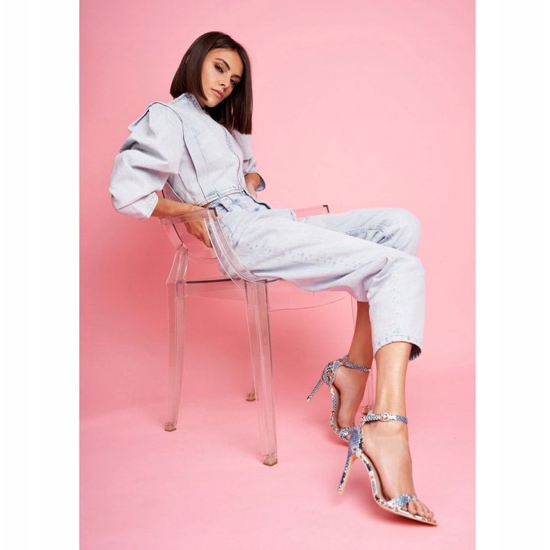 Lu Boo högklackade damsandaler, blå beige 1