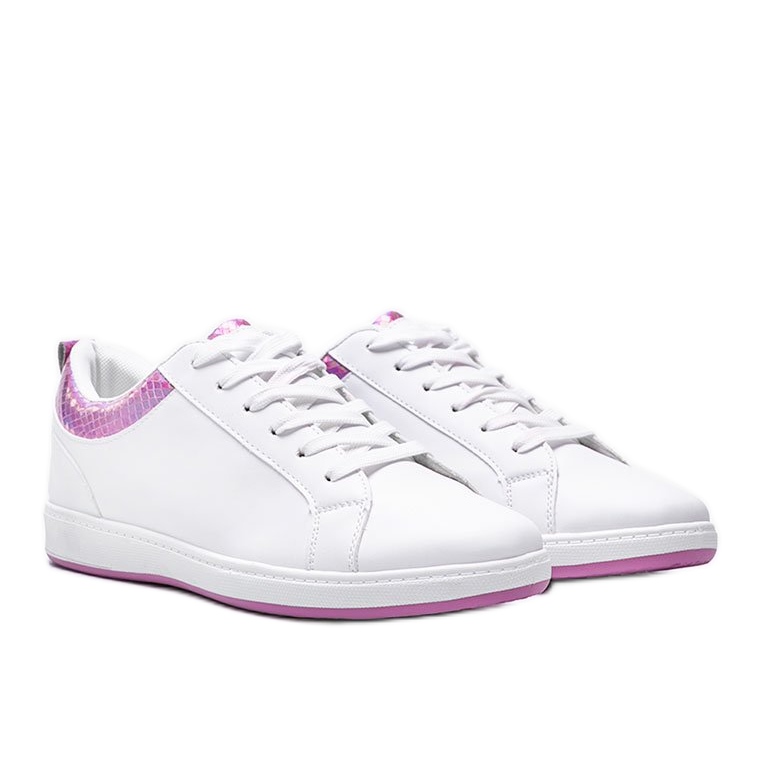 Madalynn holografiska sneakers i vitt och rosa 1