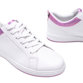 Madalynn holografiska sneakers i vitt och rosa 2