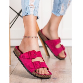 SHELOVET Bekväma tofflor med spännen rosa 1