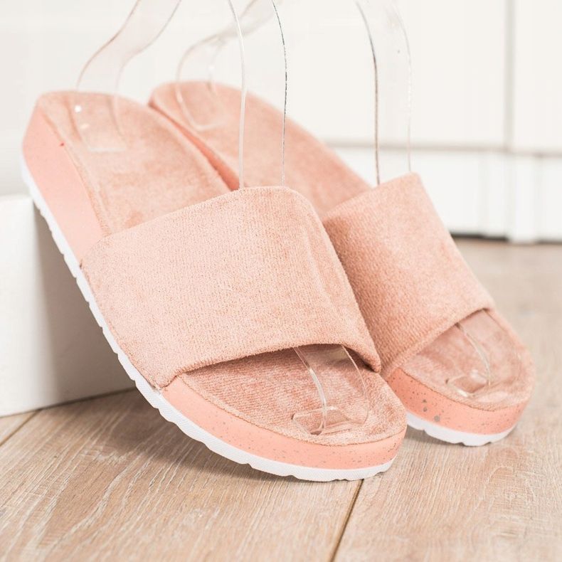 SHELOVET Moderiktiga mocka tofflor rosa 2