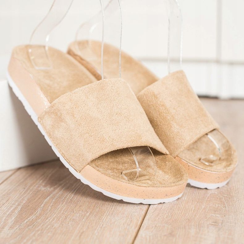 SHELOVET Moderiktiga mocka tofflor brun 1