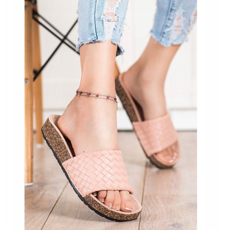 SHELOVET Trendiga flätade tofflor brun 1