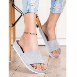 SHELOVET Moderiktiga mocka tofflor grå 2