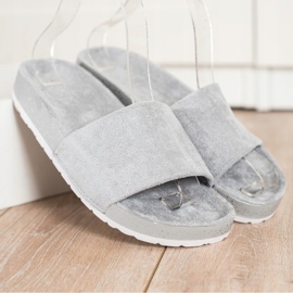 SHELOVET Moderiktiga mocka tofflor grå 1