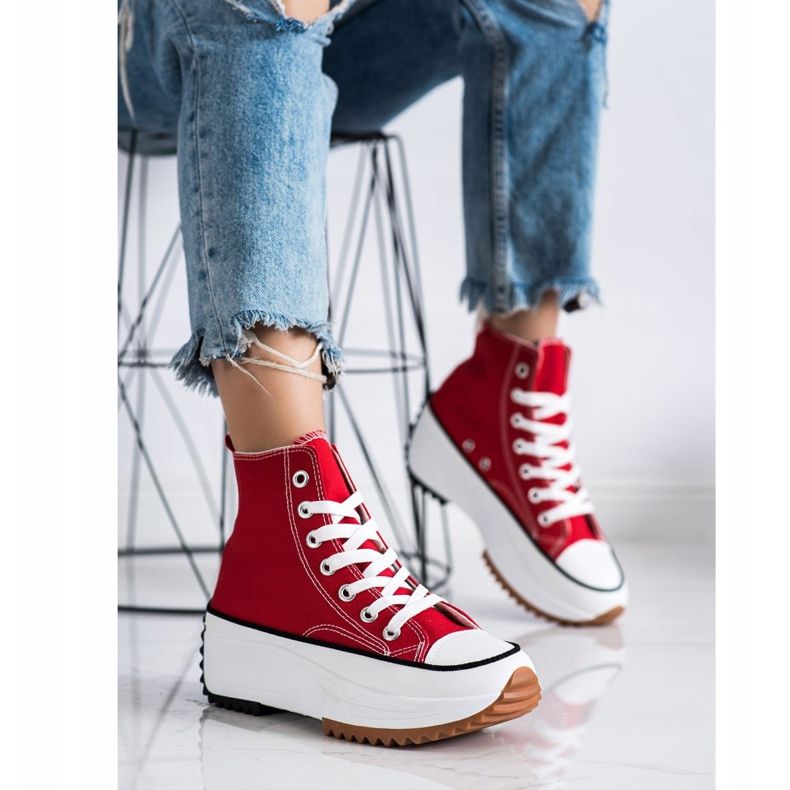 SHELOVET Höga sneakers på plattformen röd 2