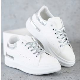 SHELOVET Sneakers med glittersnörning vit 2