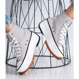SHELOVET Höga sneakers på plattformen grå 2