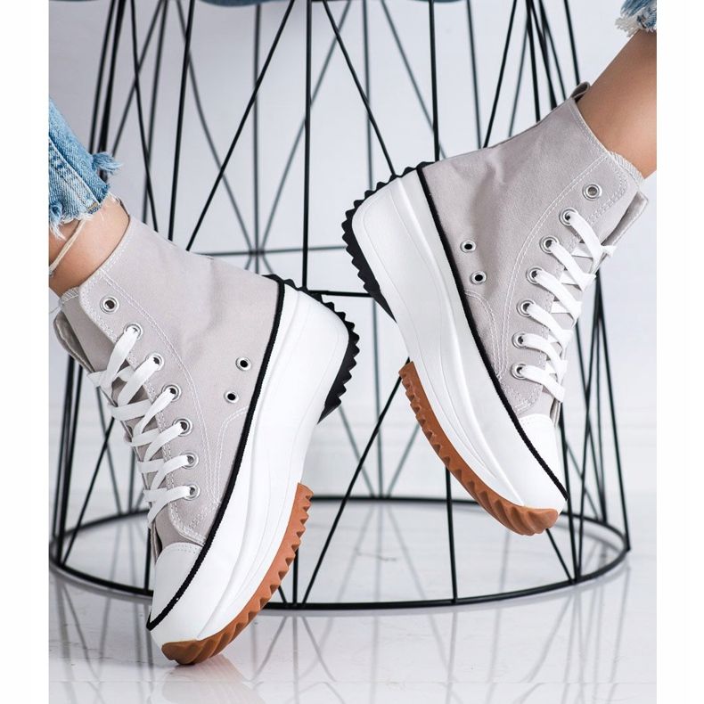 SHELOVET Höga sneakers på plattformen grå 2