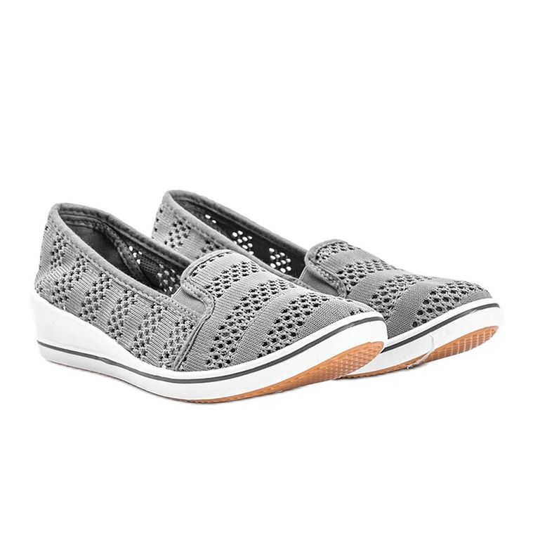 Grå openwork wedge sneakers Los Angeles 1