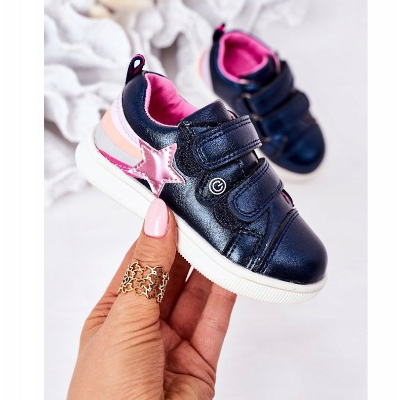 PE1 Barnskor i ekologisk läder med regnbåge marinblå jasmin mångfärgad 2