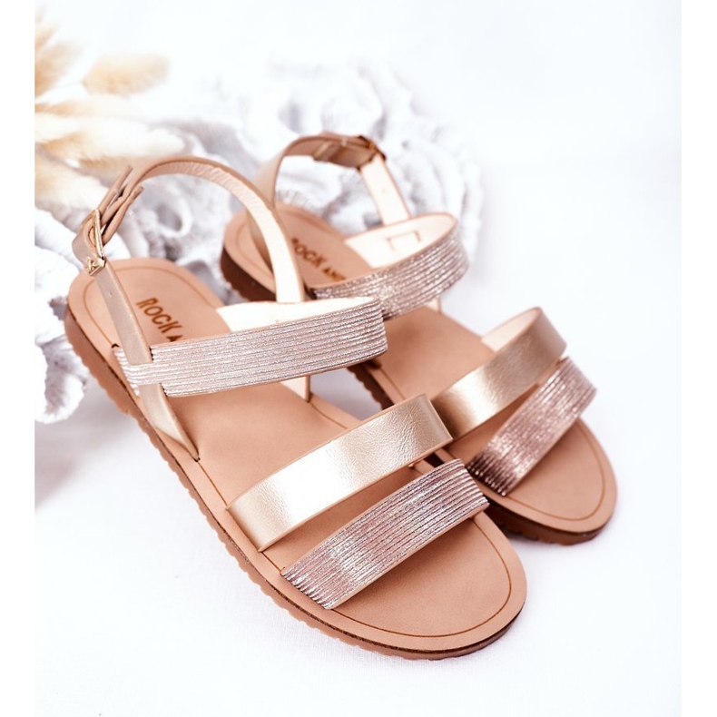 Barnens blanka sandaler Rose Gold Natalie gyllene 2