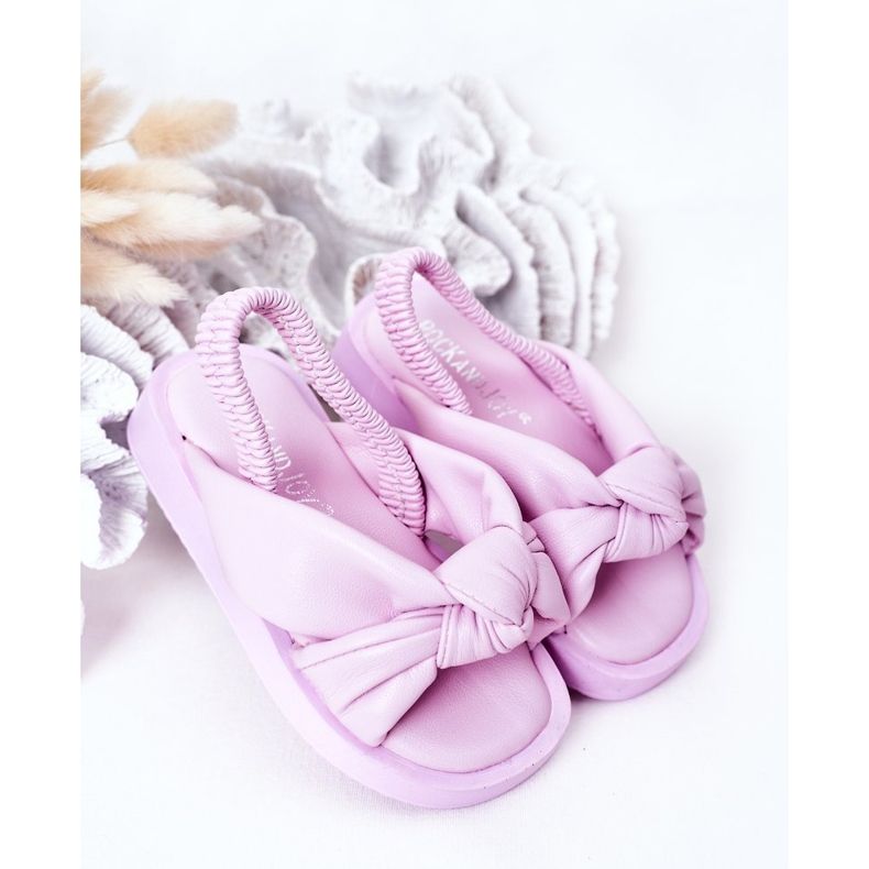 FR1 Barnsandaler med ribbad violett bubbelgummi purpur 2