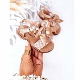 FR1 Barnsandaler med en rosett Golden Beebee gyllene 2