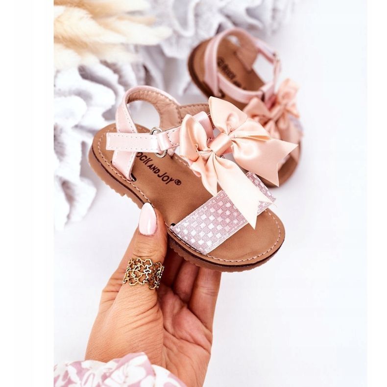 FR1 Barnsandaler med rosett Beebee rosa 2