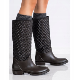 SHELOVET Höga, quiltade galoscher brun 1