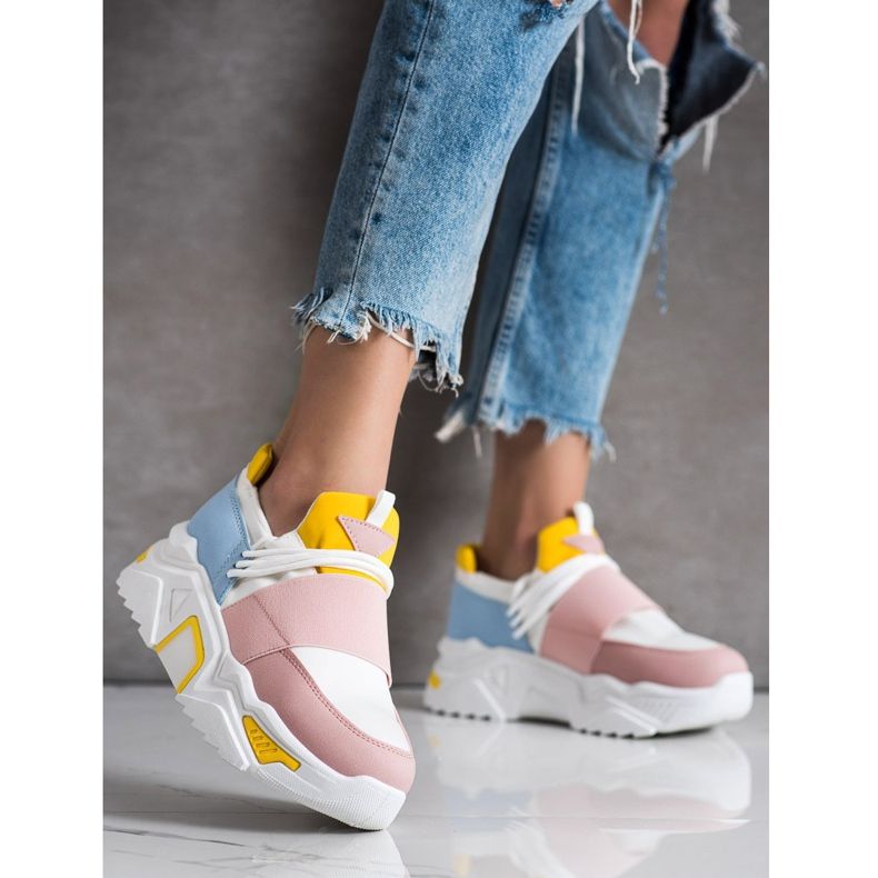 SHELOVET Färgglada sneakers på plattformen vit mångfärgad 2