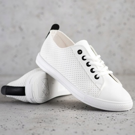 SHELOVET Openwork sneakers med ekoläder vit 1