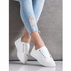 SHELOVET Openwork sneakers med ekoläder vit 2