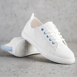 SHELOVET Openwork sneakers med ekoläder vit 1