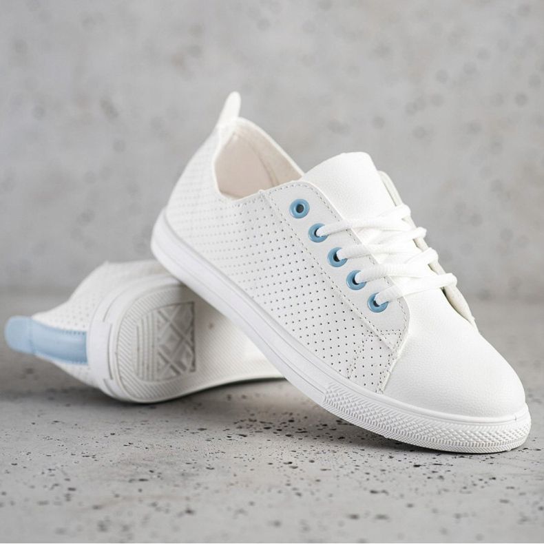 SHELOVET Openwork sneakers med ekoläder vit 1