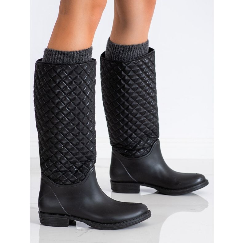 SHELOVET Höga, quiltade galoscher svart 1