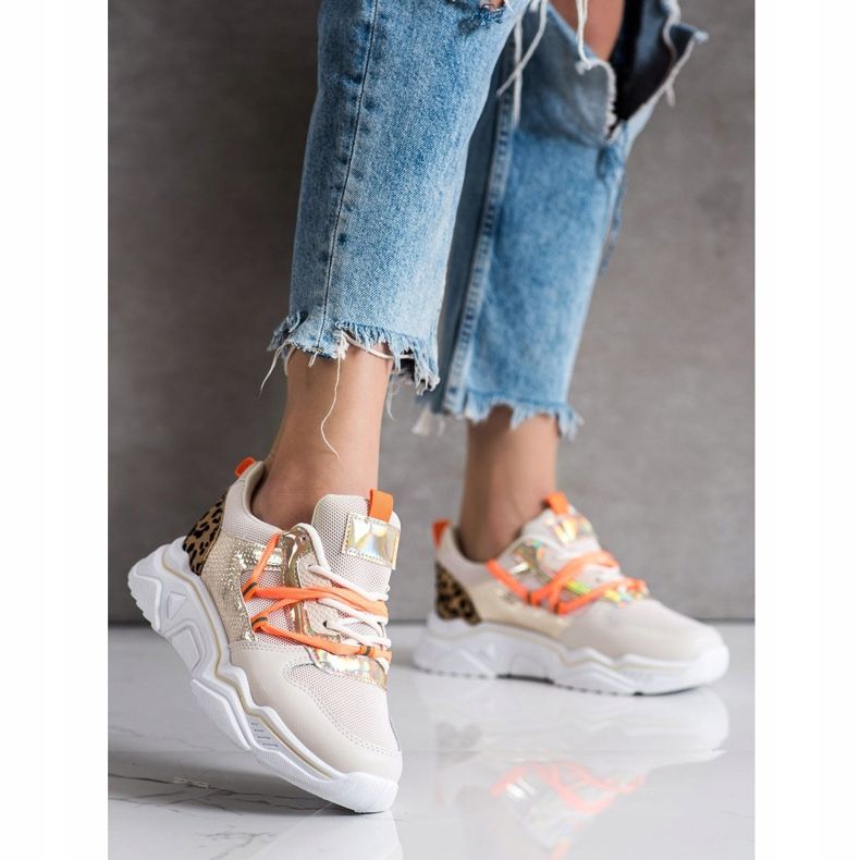 SHELOVET Sneakers i leopardmönster brun 2