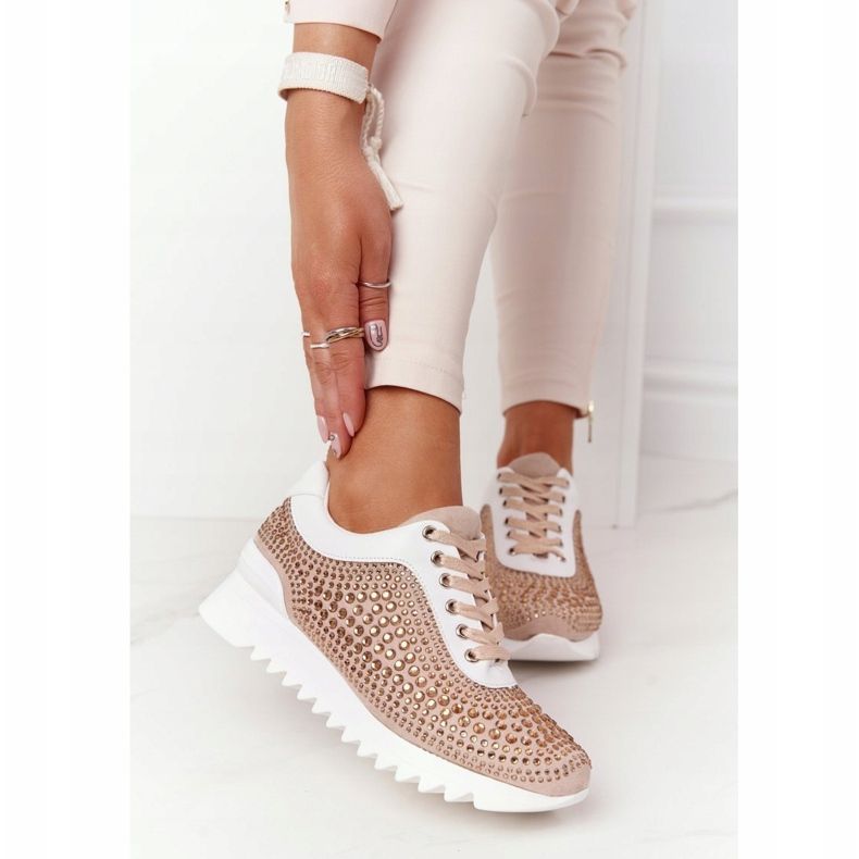 Wedge Sneakers med paljetter Lu Boo Beige vit 2