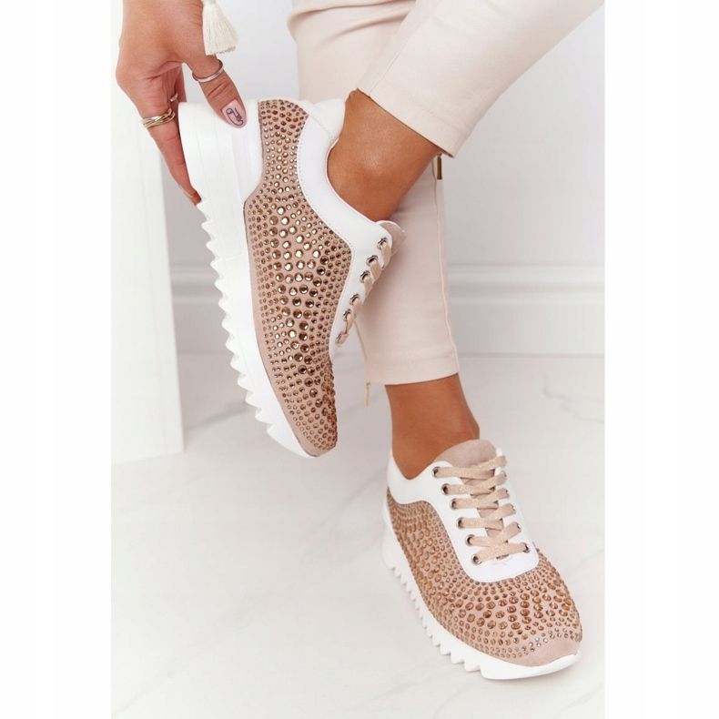 Wedge Sneakers med paljetter Lu Boo Beige vit 1
