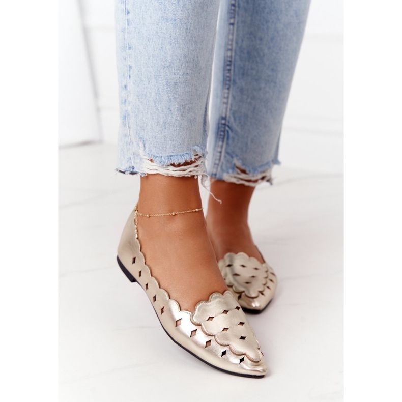 Loafers för kvinnor med lukt Lu Boo Golden gyllene 2