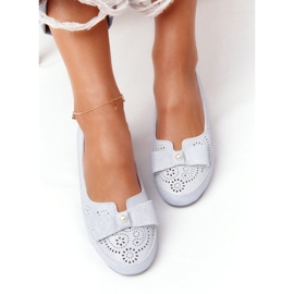 Rio Flore läder miljövänliga blå ballerinor silver- 3