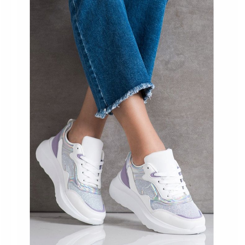 Sweet Shoes Sneakers med glitter vit purpur 1