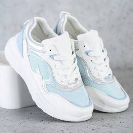 Sweet Shoes Sneakers med glitter vit blå 2
