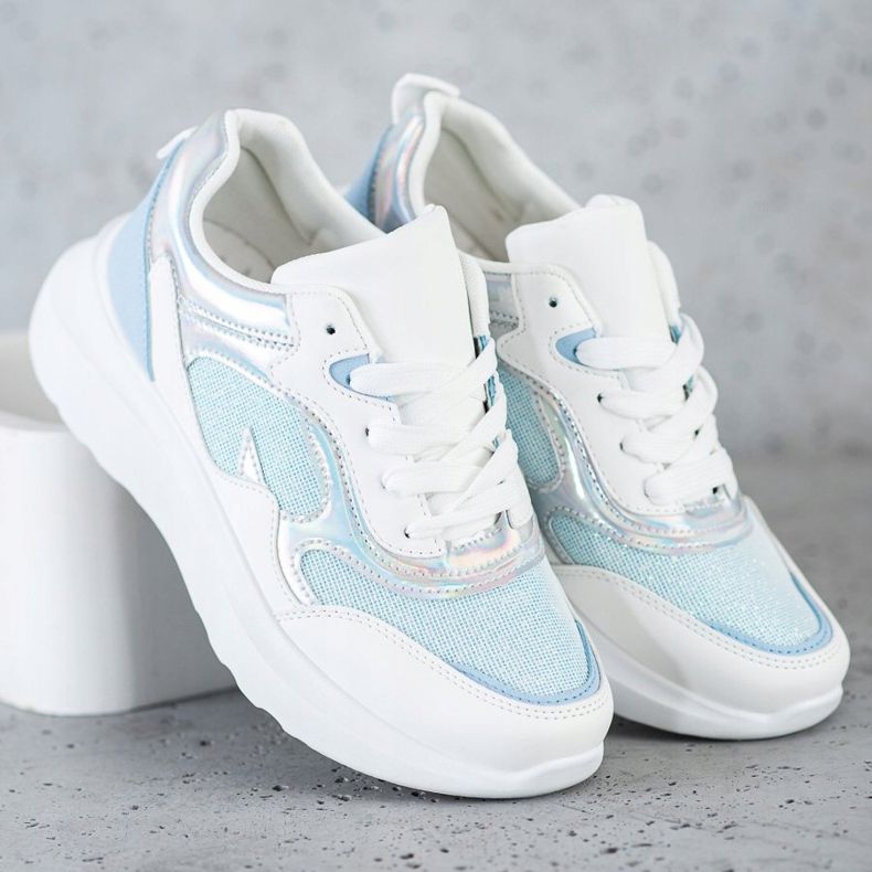 Sweet Shoes Sneakers med glitter vit blå 2
