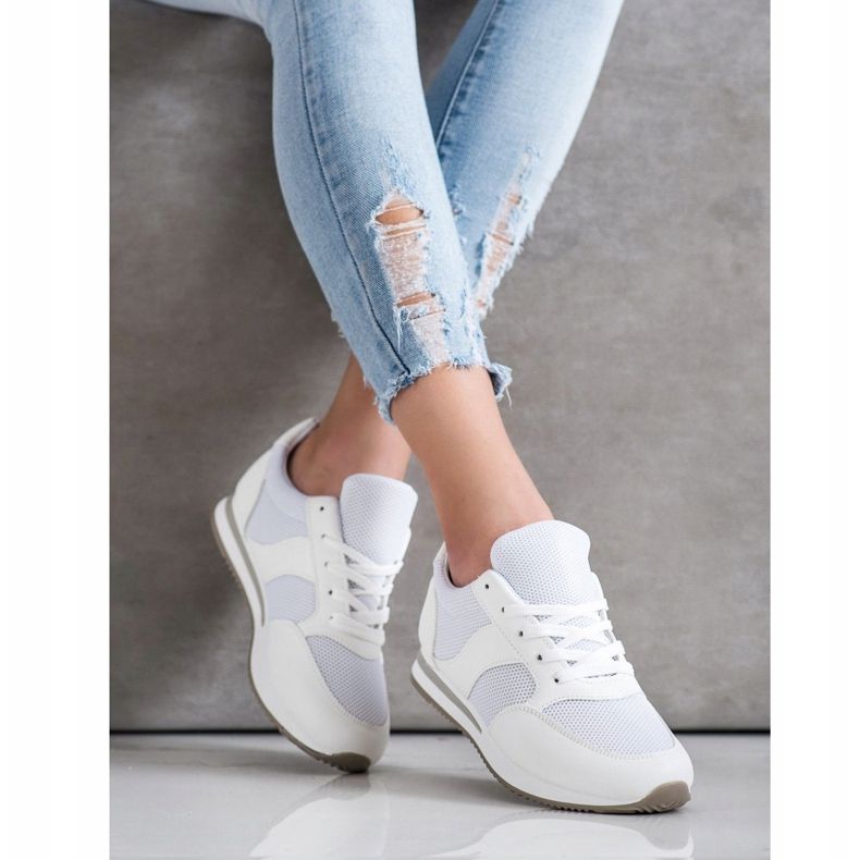 SHELOVET Sportskor med mesh vit 2